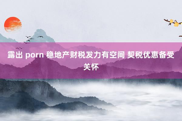 露出 porn 稳地产财税发力有空间 契税优惠备受关怀