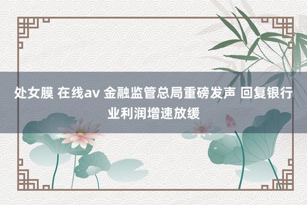 处女膜 在线av 金融监管总局重磅发声 回复银行业利润增速放缓