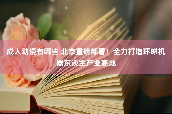 成人动漫有哪些 北京重磅部署！全力打造环球机器东谈主产业高地