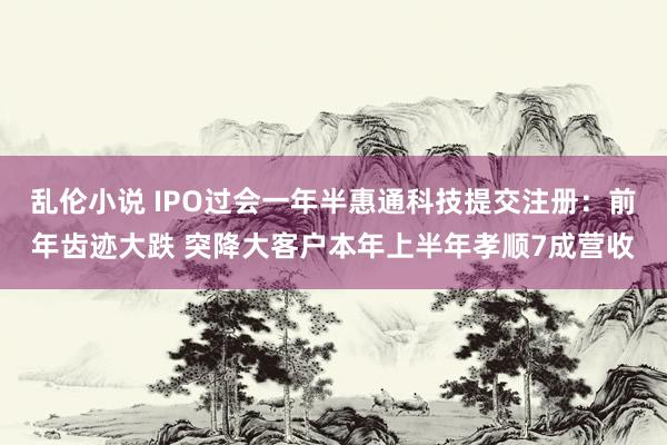 乱伦小说 IPO过会一年半惠通科技提交注册：前年齿迹大跌 突降大客户本年上半年孝顺7成营收