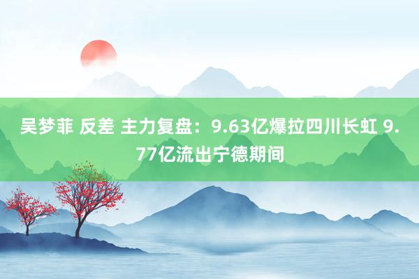 吴梦菲 反差 主力复盘：9.63亿爆拉四川长虹 9.77亿流出宁德期间