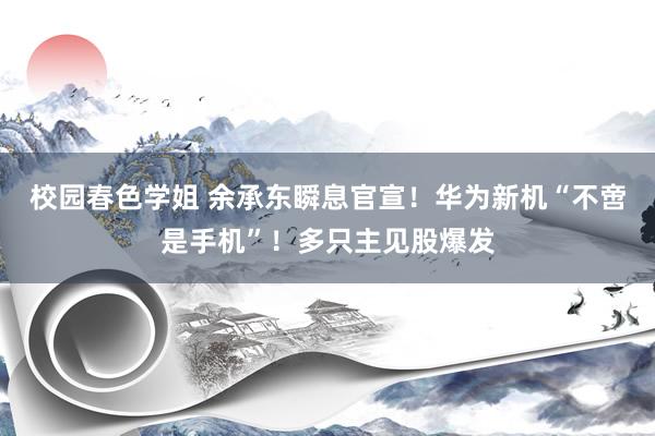 校园春色学姐 余承东瞬息官宣！华为新机“不啻是手机”！多只主见股爆发